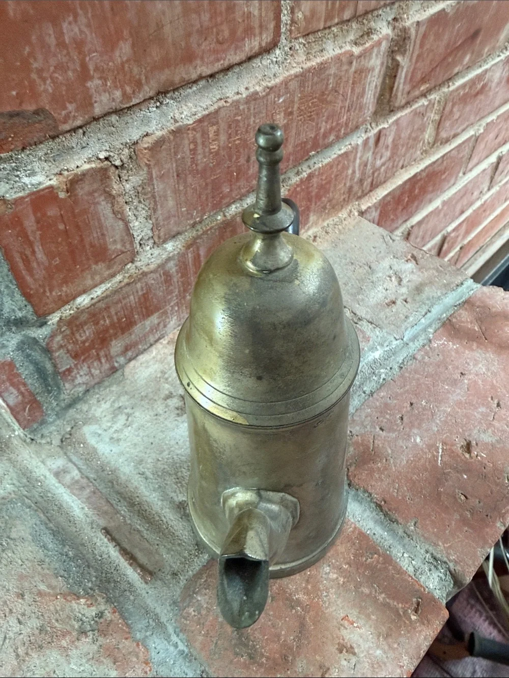 Antique Brass Coffee Pot with Black Handle